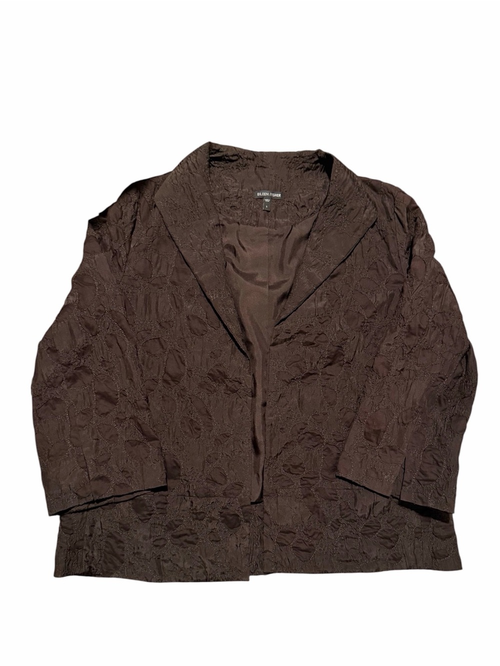 Eileen Fisher Silk Blazer Jacket Textured Embroidered